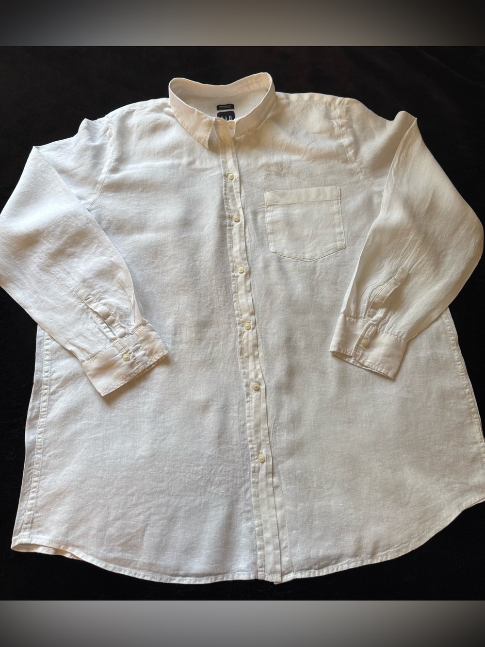 Gap Boyfriend Tunic Women’s XL 100% Linen Button Long Sleeve Shirt White
